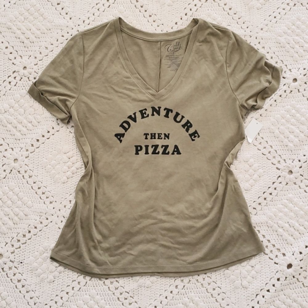 𝅺adventure then Pizza Funny Graphic Tee‎
